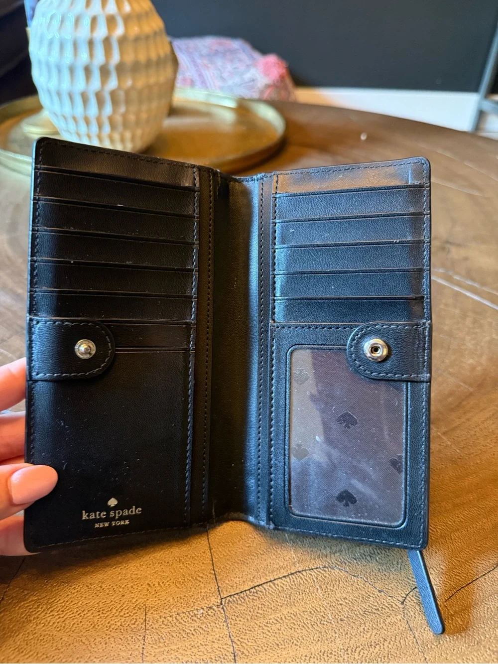 kate spade New York Black Saffiano Zip-Around Continental Wallet